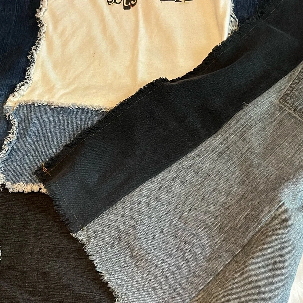 Beautiful handmade denim quilt -Halloween-put the candy in the bag and no one